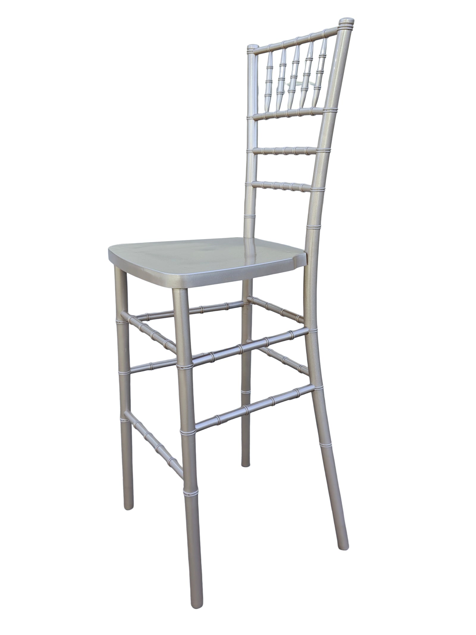 Sparkling Silver Champagne Resin Steel Skeleton™ Chiavari Barstool