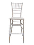 White Distressed with Brushed Wood Look Resin Steel Skeleton™ Chiavari Barstool