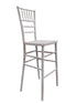 White Distressed with Brushed Wood Look Resin Steel Skeleton™ Chiavari Barstool