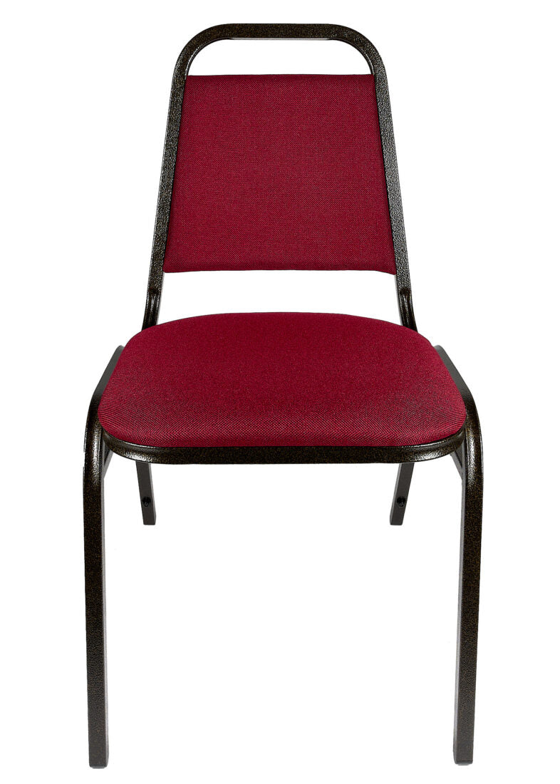 Burgundy Fabric Gold Vein Steel Frame Trapezoid Back 32" Banquet Chair