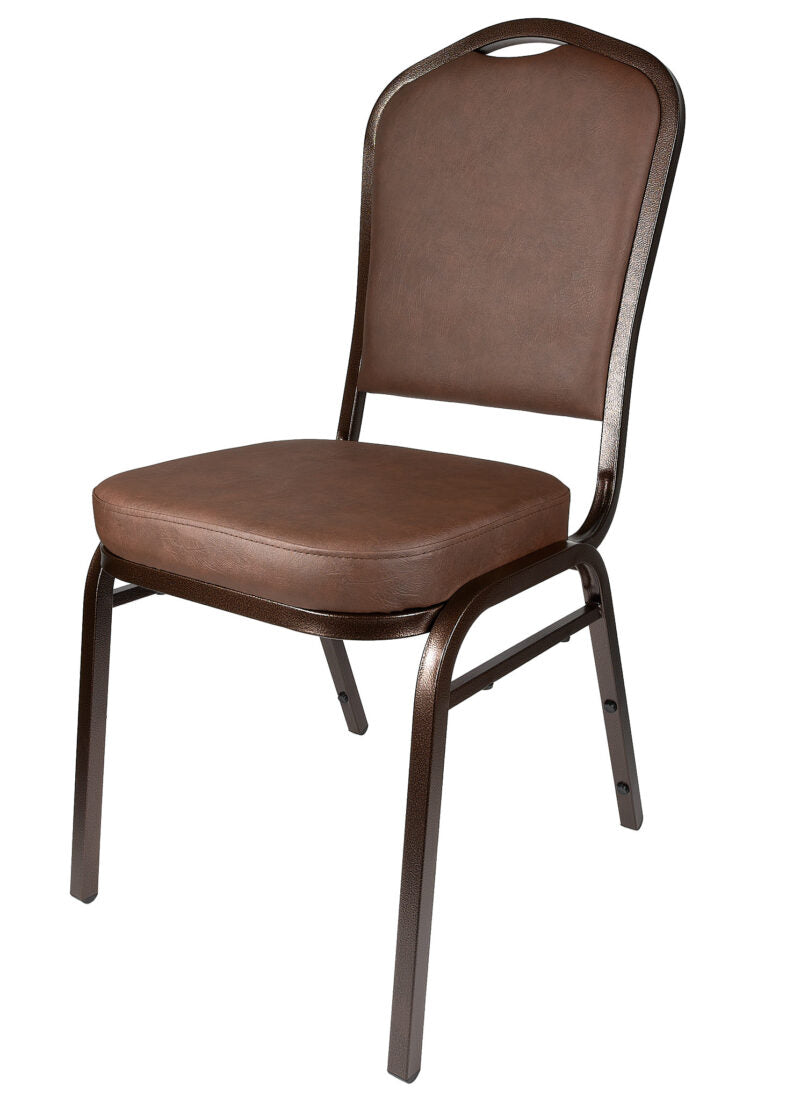 Brown Vinyl Copper Vein Steel Frame Crown Back Banquet Chair