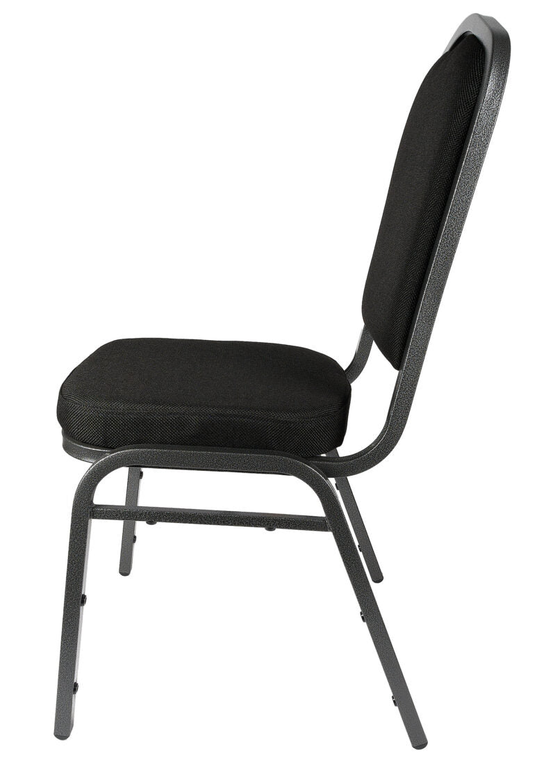 Black Fabric Silver Vein Steel Frame Crown Back Banquet Chair