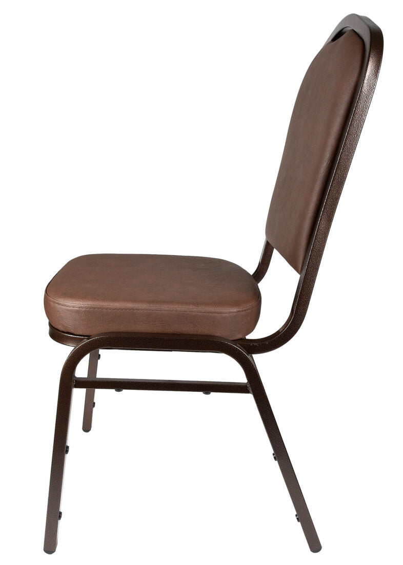 Brown Vinyl Copper Vein Steel Frame Crown Back Banquet Chair