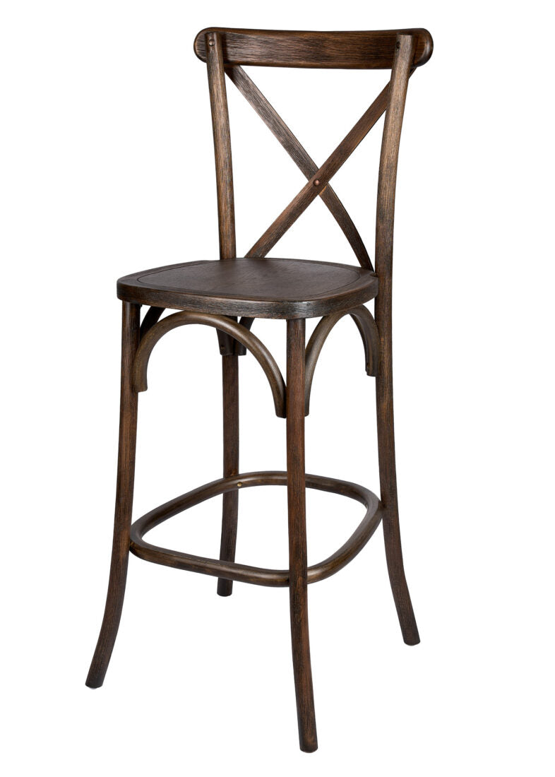 Fruitwood Wood Cross Back Barstool BXWF-ZG-T