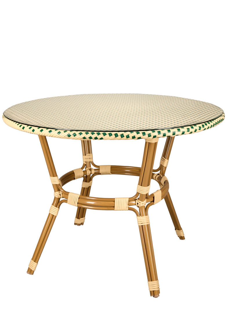 40" Beige on Green Bistro Table PE Rattan Light Pipe Seats Four