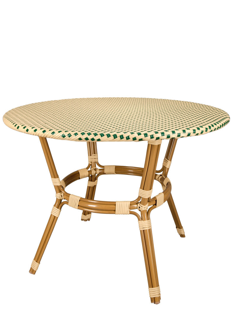 40" Beige on Green Bistro Table PE Rattan Light Pipe Seats Four