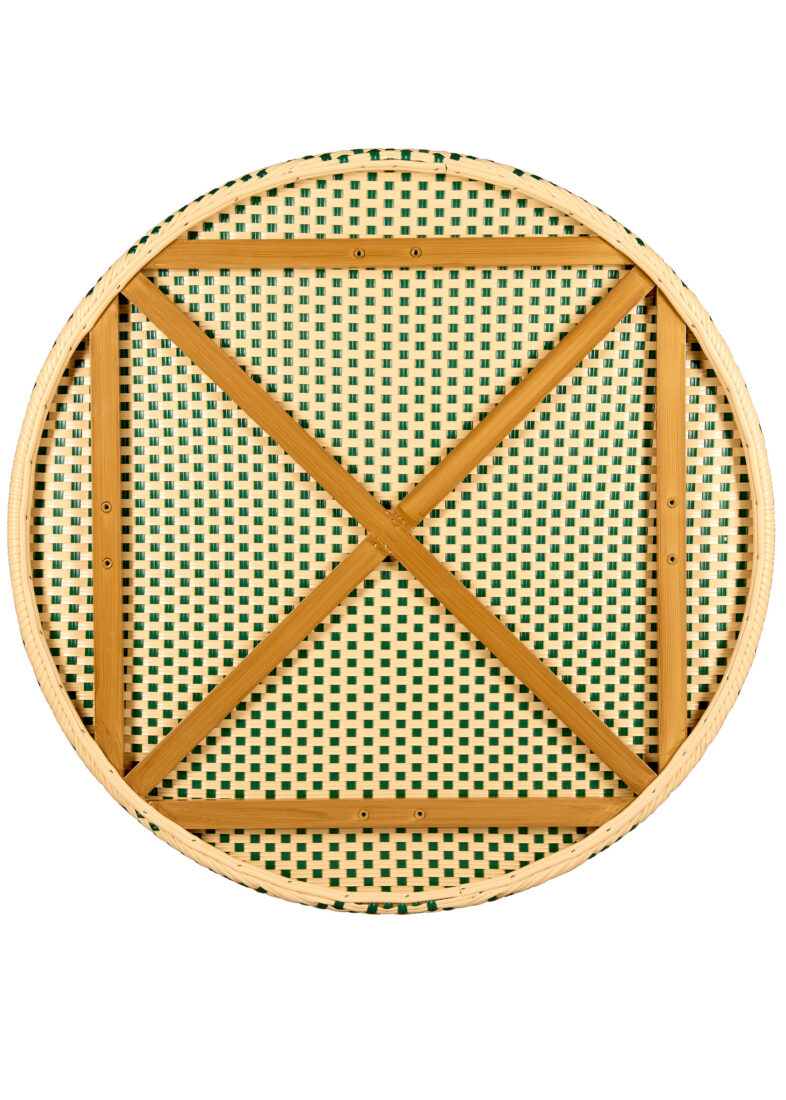 40" Beige on Green Bistro Table PE Rattan Light Pipe Seats Four