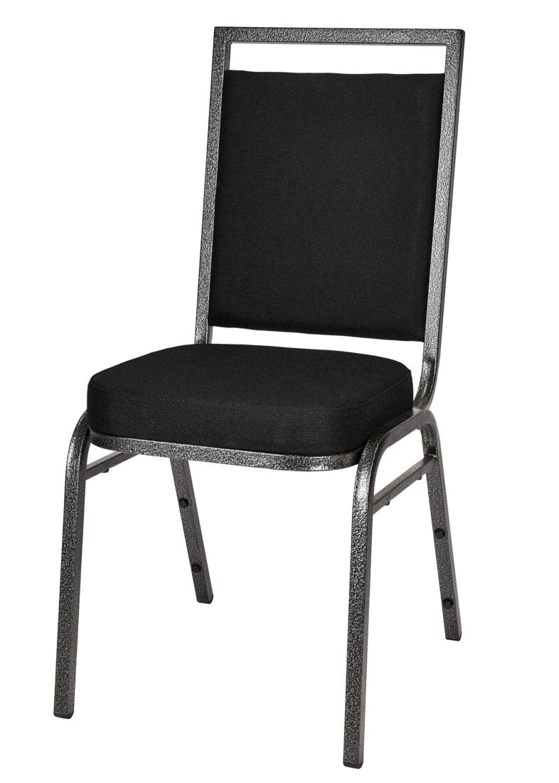 Black Fabric on Silver Vein Frame Square Banquet Chair by Chivari CQSFB-ZF-T