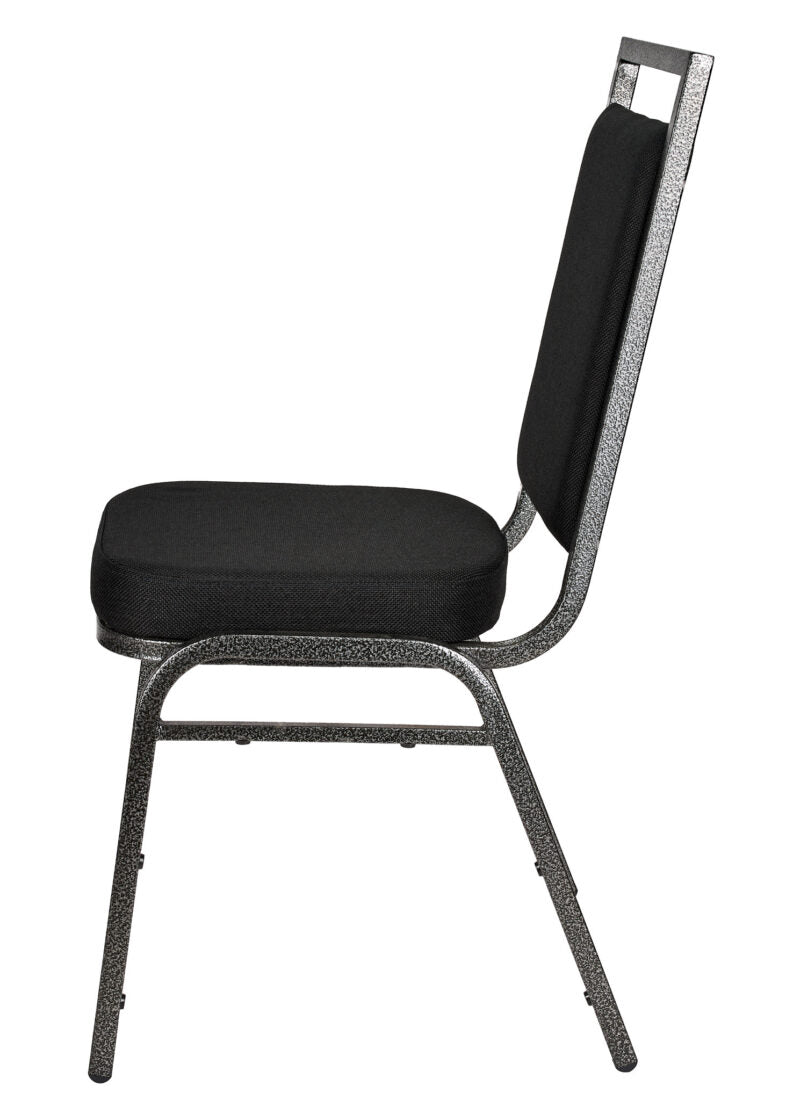 Black Fabric on Silver Vein Frame Square Banquet Chair by Chivari CQSFB-ZF-T