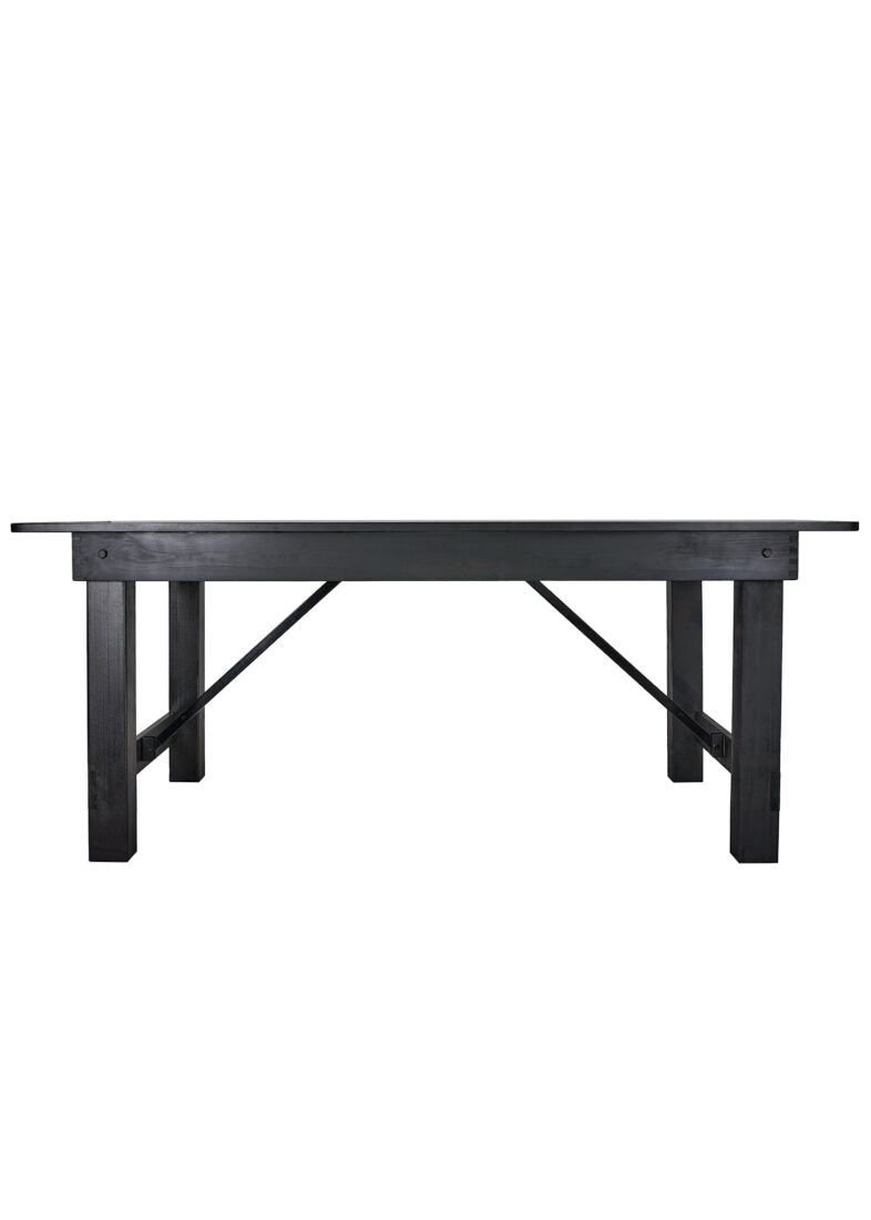 Black 6 Foot (72″ x 40″) Straight Leg Rectangle Wood Farmhouse Table