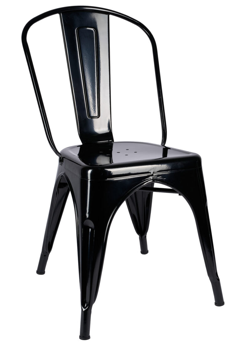 Black Hi Gloss Steelix Tolix Style Metal Restaurant Chair – Ships Fully Assembled CTMB-AX-T