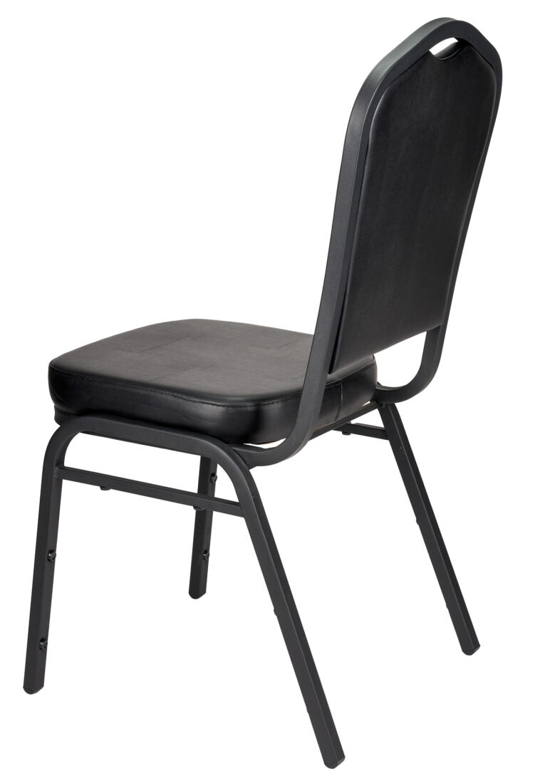 Black Vinyl on Black Frame Crown Banquet Chair by Chivari CQCVBB-ZF-T