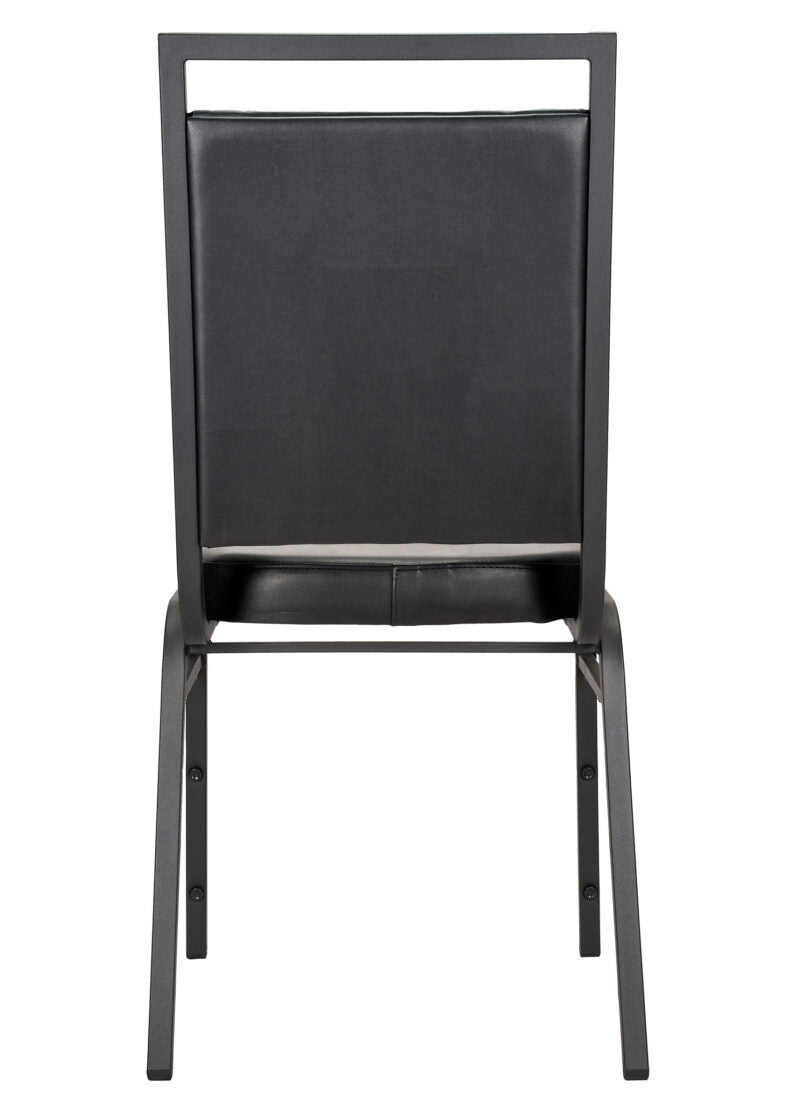 Black Vinyl on Black Vein Steel Frame Square Back Banquet Chair by Chivari CQSVB-ZF-T