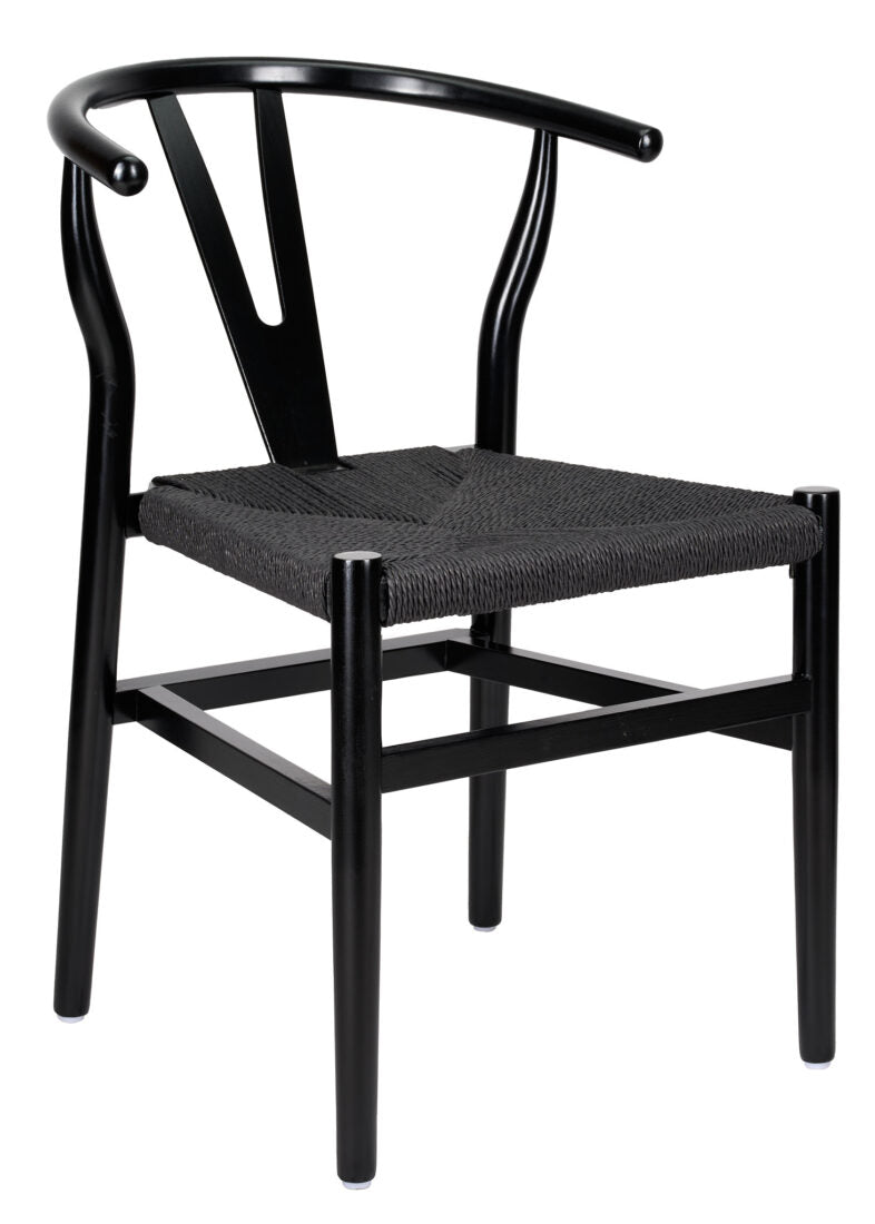 Black Wood Wishbone Chair with Black Rope Seat