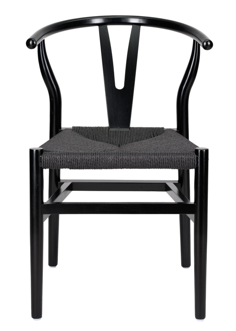 Black Wood Wishbone Chair with Black Rope Seat