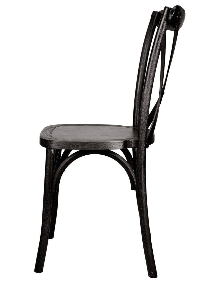 Black ToughWood Cross Back Chair by Chivari CXWB-AX-T