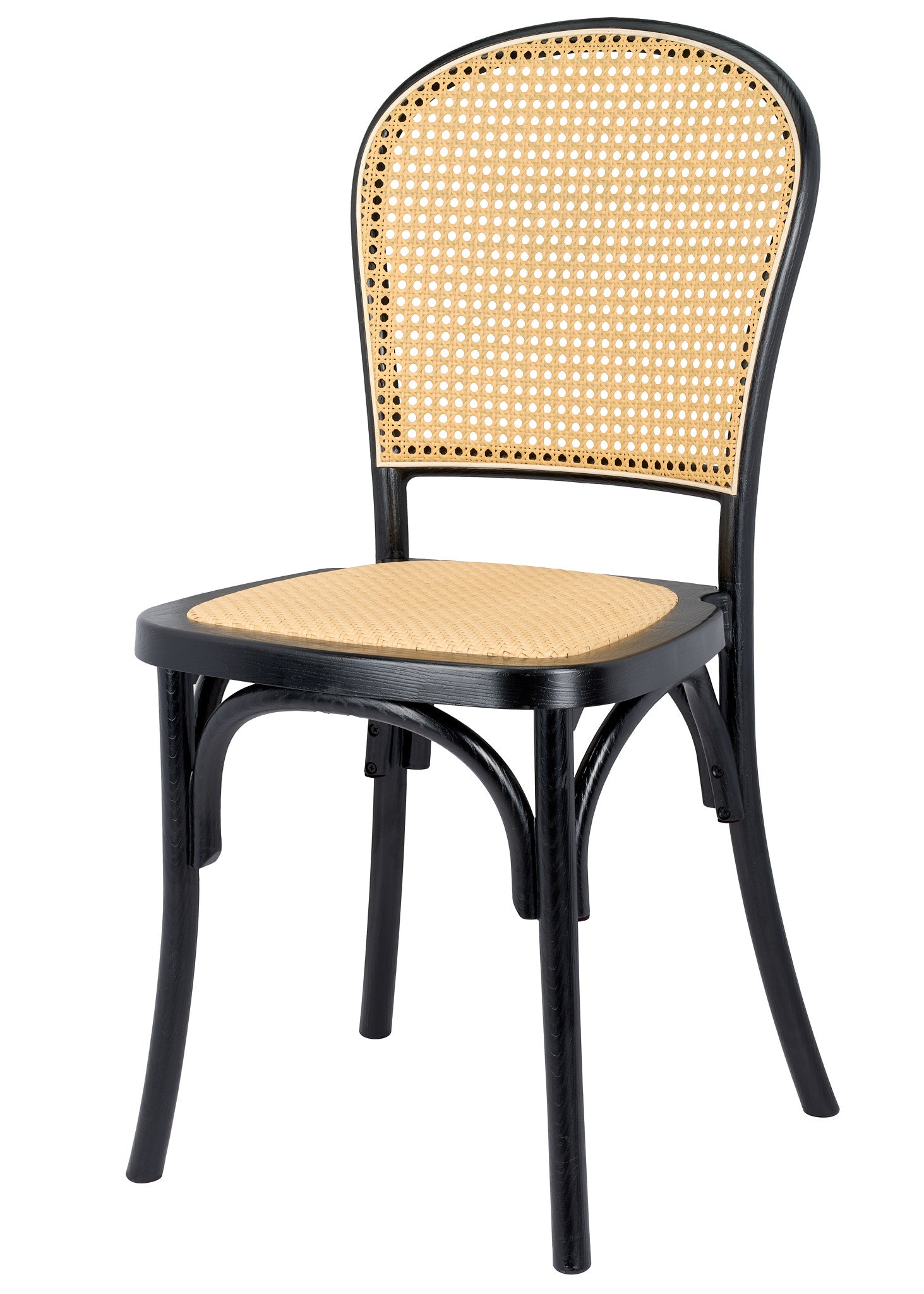 Black Resin Bent Cane Chair