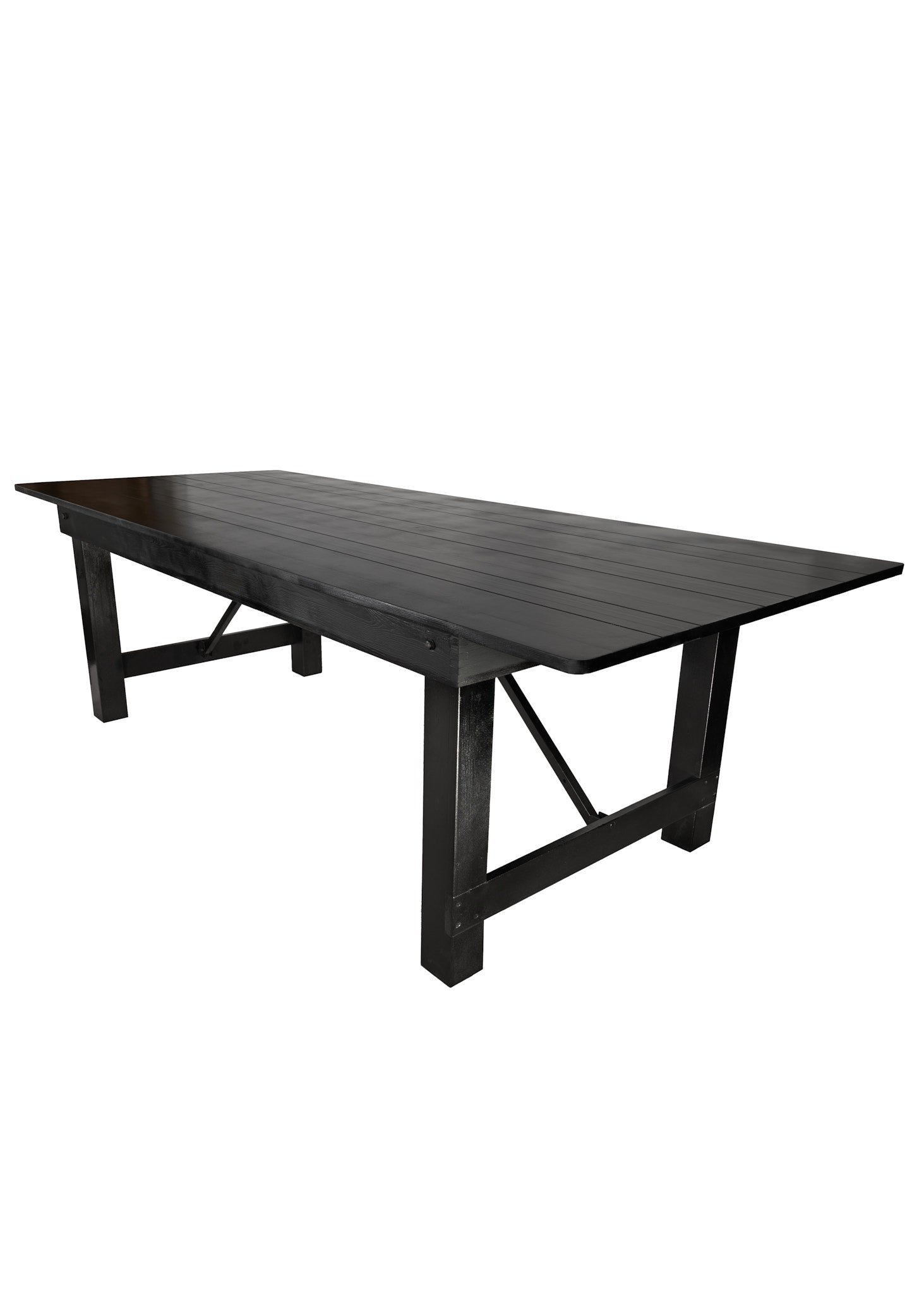 8 Foot (96" x 40") Black Straight Leg Rectangle Wood Farmhouse Table