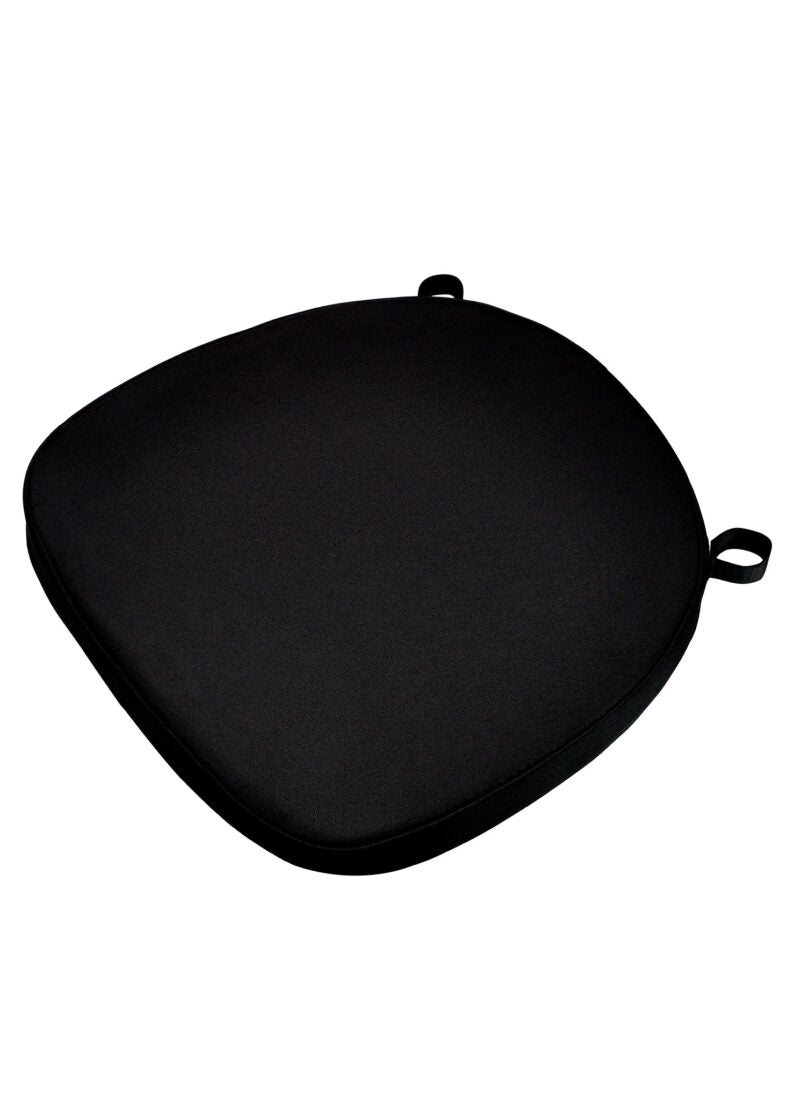 Black 2.0" Thick Cross Back Chair Cushion by Chivari CUSHXSTRAP-BLK-AX-T