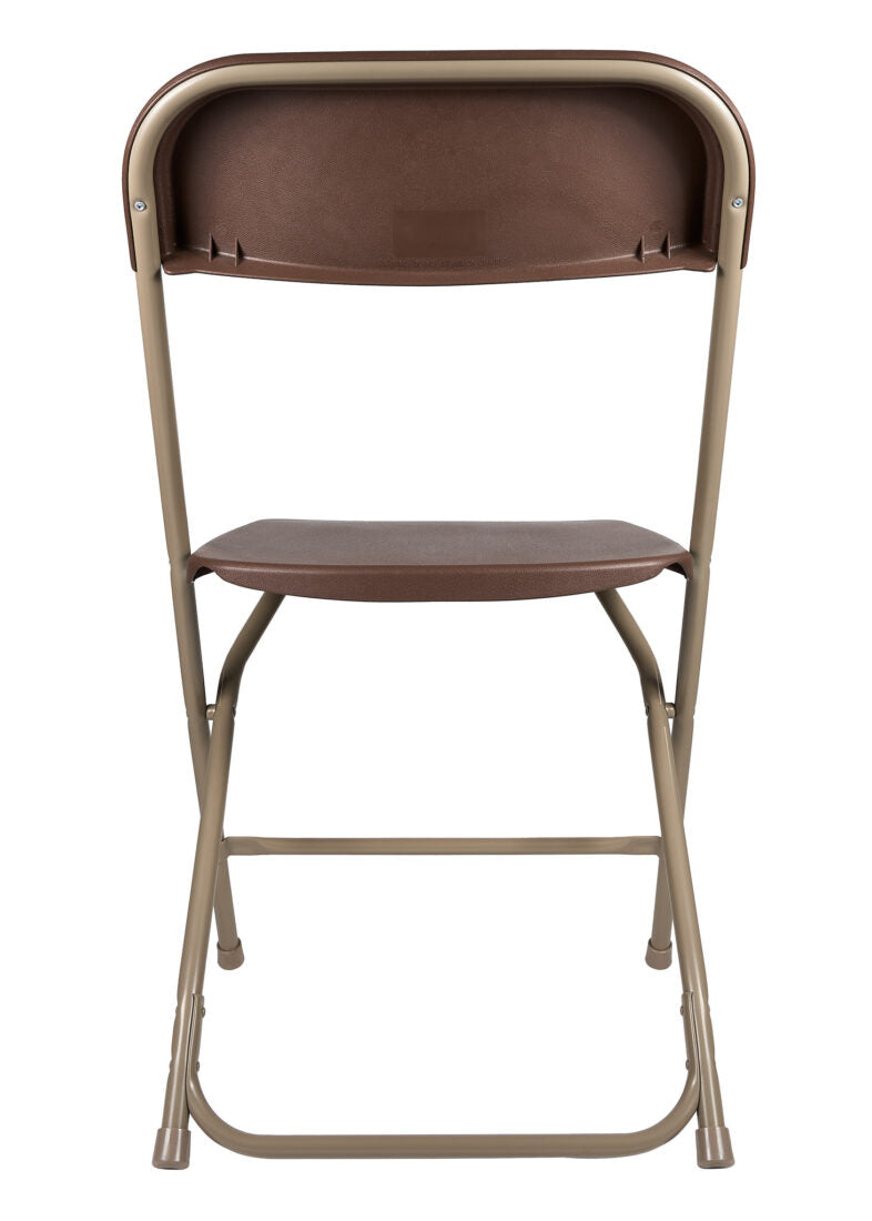 Brown Folding Chair (Steel-Poly Chair) Samson Series Heavy Duty 2 Year Warranty by Chivari Back CFPBR-CX-T