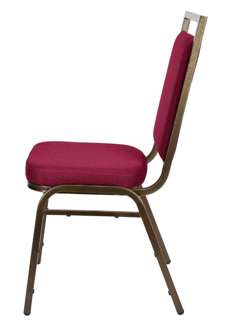 Burgundy Fabric on Gold Vein Frame Square Back Banquet Chair by Chivari CQSFBU-ZF-T