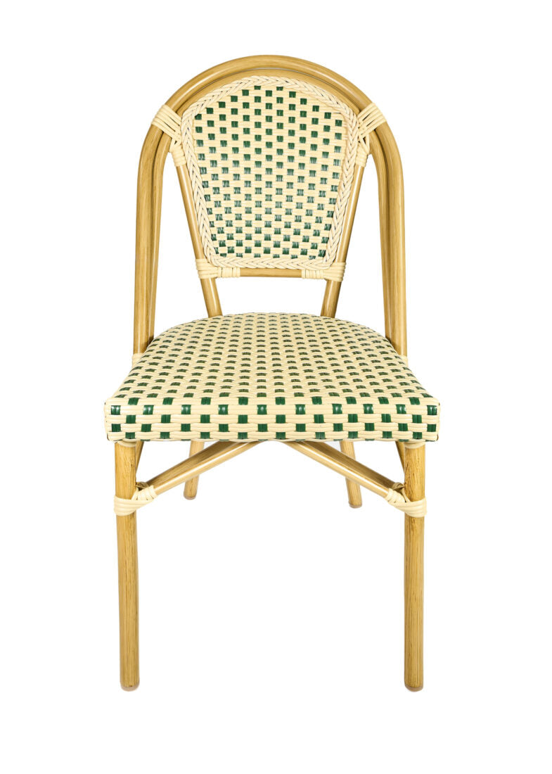 Beige and Green Bistro Chair Armless fRONT CBPW-AX-1