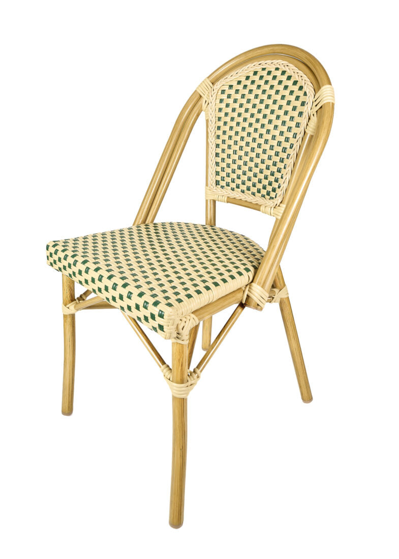 Beige and Green Bistro Chair Armless left 45 CBPW-AX-1