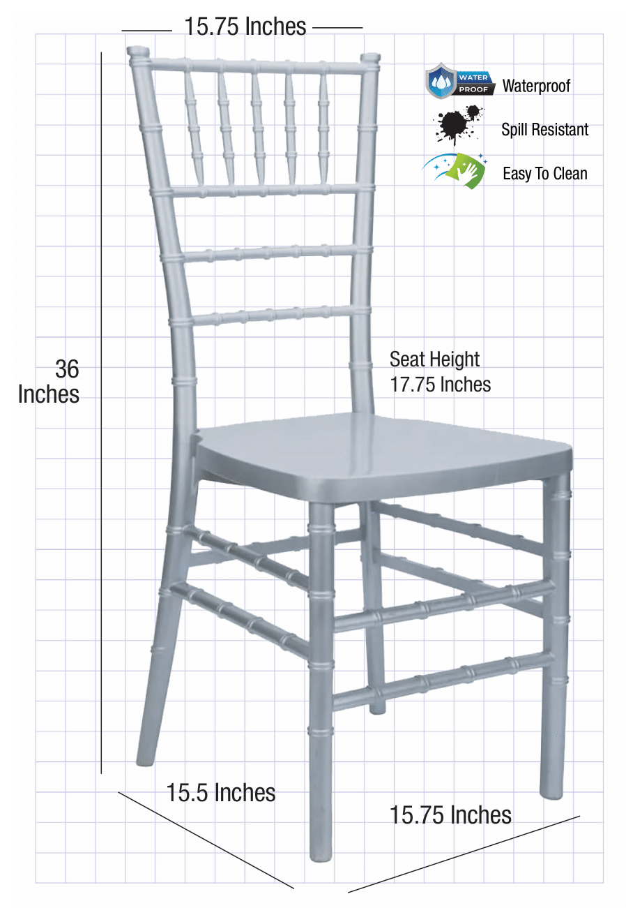 Silver ToughResin MonoFrame Chiavari Chair CCRS-MONO-AX-T