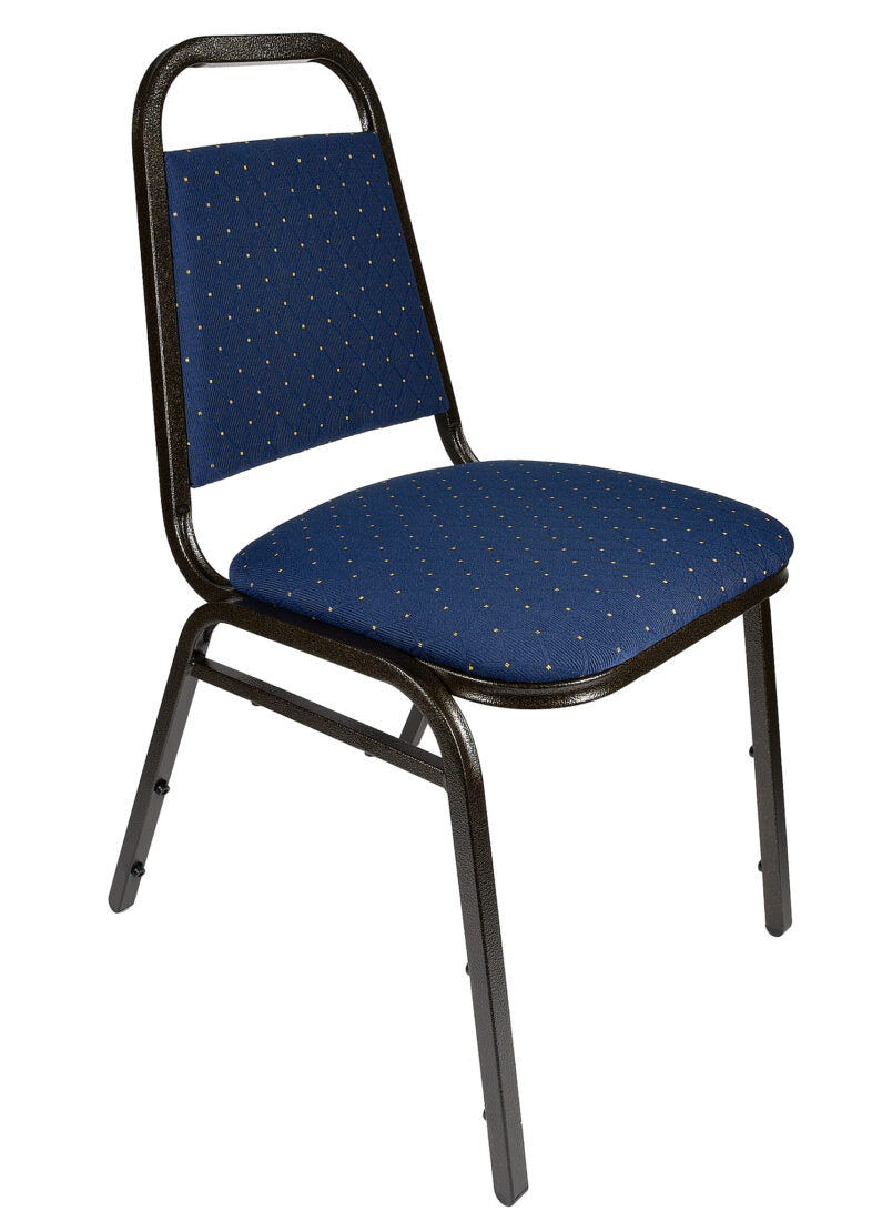 Banquet Chair – Trapezoid | Navy Blue Fabric with Gold Dots on Gold Vein Frame CQTFBLU-ZF-T