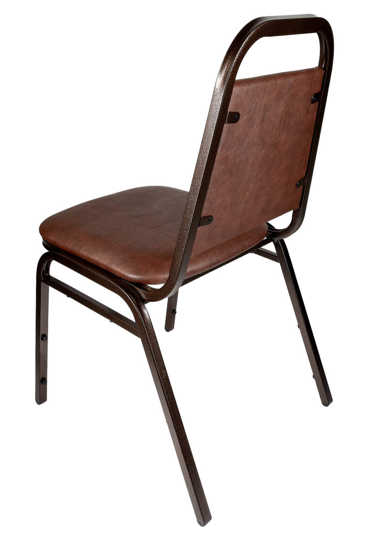 Banquet Chair – Trapezoid | Brown Vinyl on Copper Vein Frame | 32 Inches Height CQTVBR-ZF-T