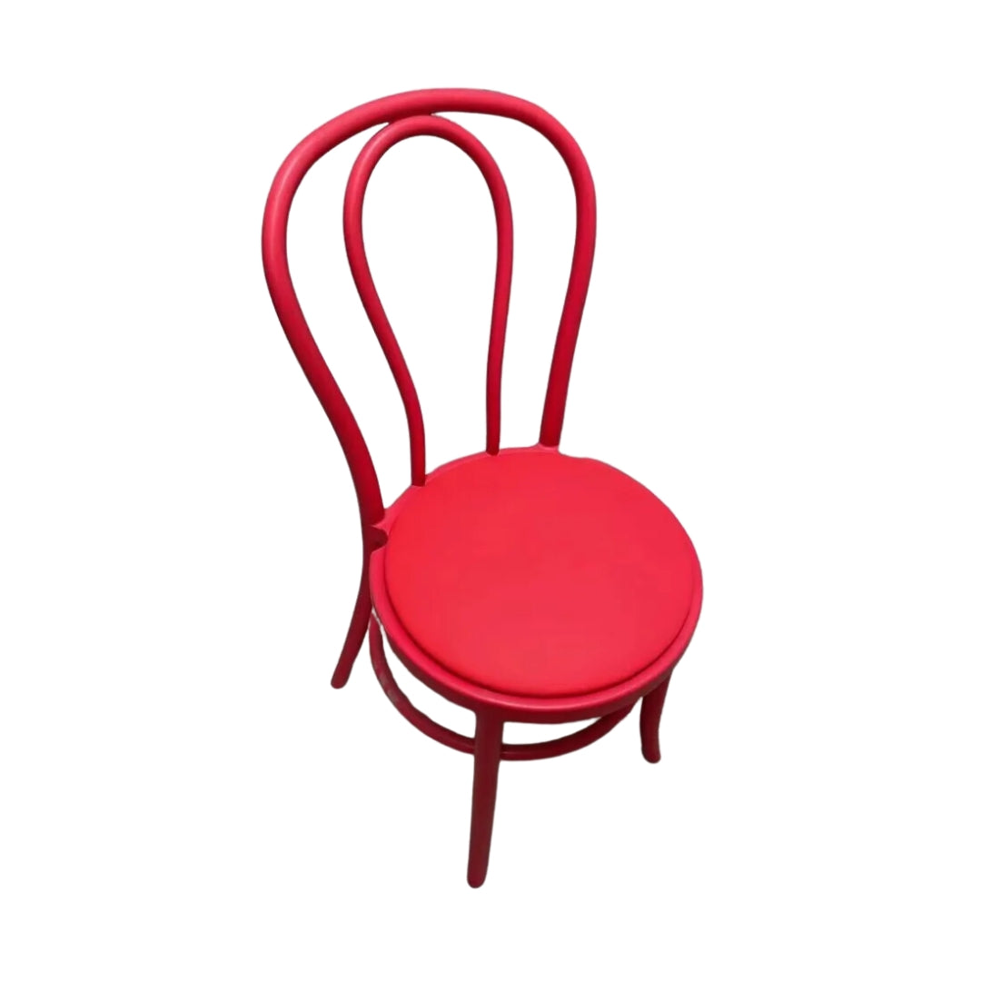 Cushion Vinyl Panel Back Round - Red Compatible with Round Seat Festive Bentwood and Butterfly Chairs