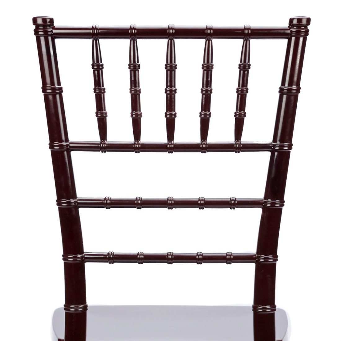 Mahogany Resin Mono Bloc Chiavari Chair Back - Zoomed