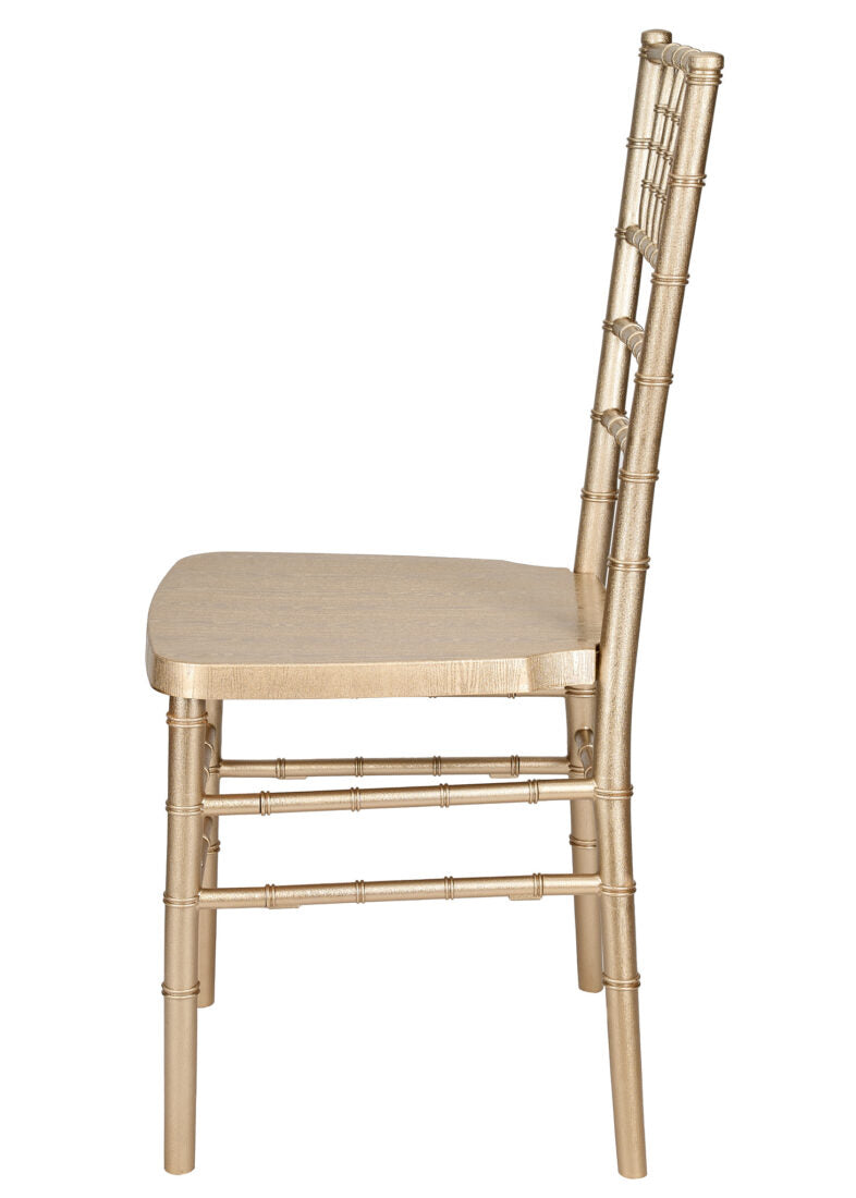 Champagne Gold Brushed Wood Look Steel Skeleton Chiavari Chair CCRCHGB-STEEL-AX-T