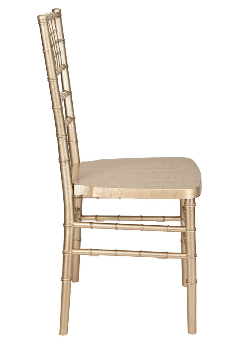 Champagne Gold Brushed Wood Look Steel Skeleton Chiavari Chair CCRCHGB-STEEL-AX-T