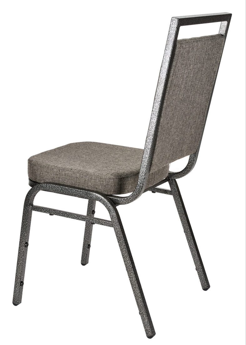 Charcoal Grey Fabric on Silver Vein Frame Square Back Banquet Chair by Chivari