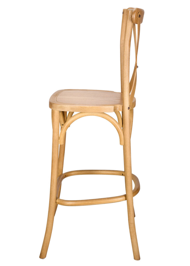 Chestnut Wood Cross Back Barstool BXWC-ZG-T