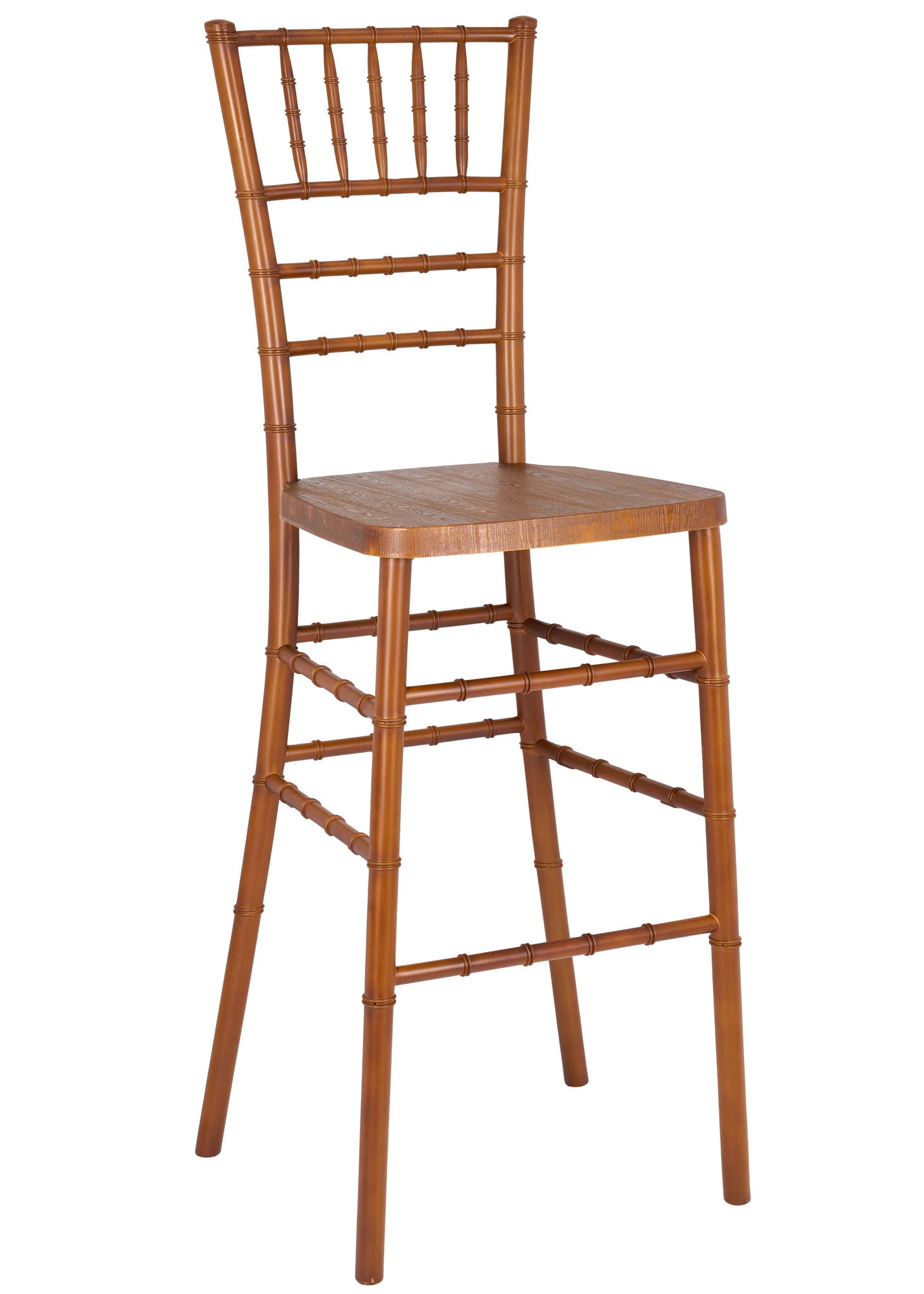 Chestnut with Brushed Wood Look Resin Steel Skeleton™ Chiavari Barstool