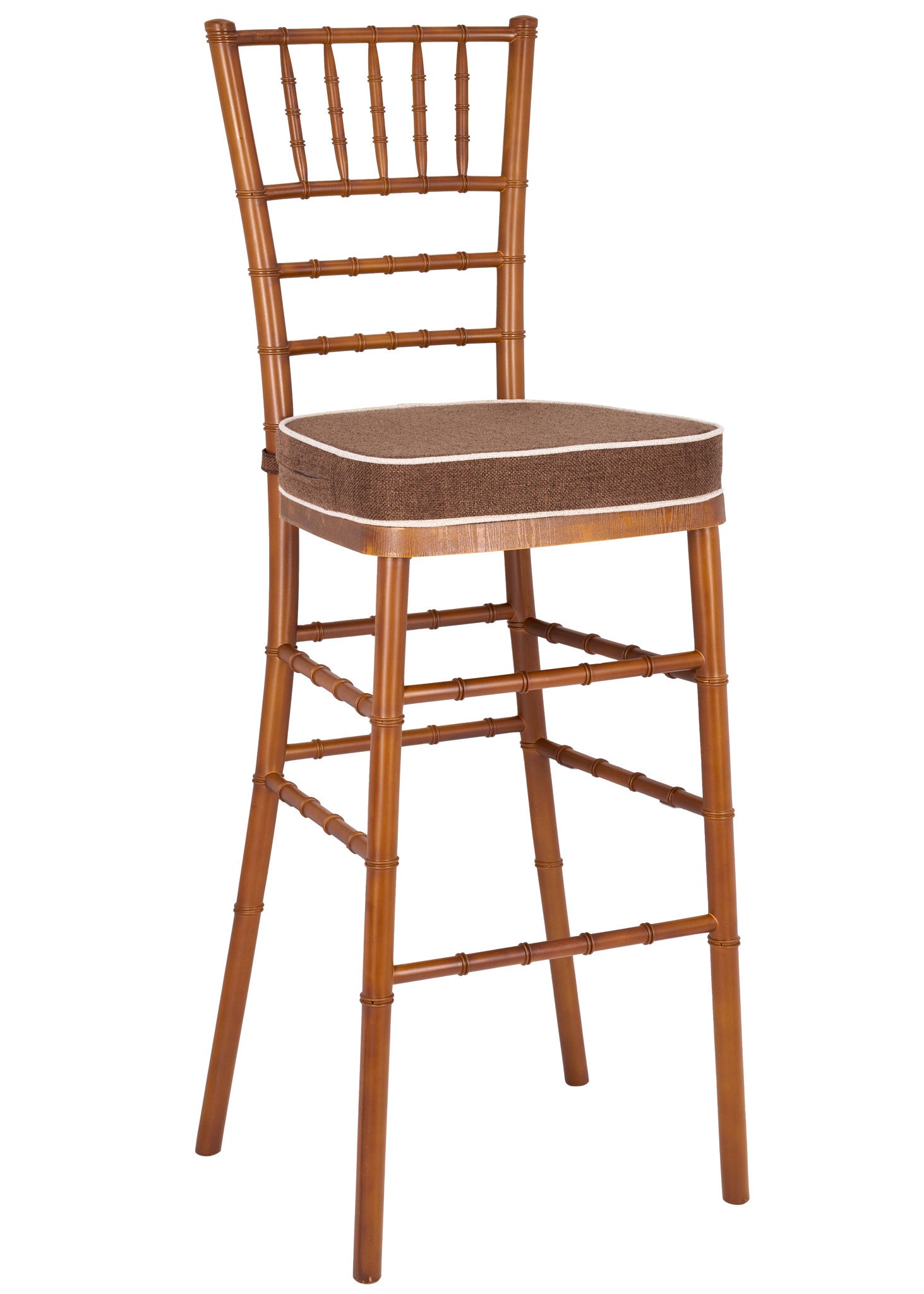 Chestnut with Brushed Wood Look Resin Steel Skeleton™ Chiavari Barstool