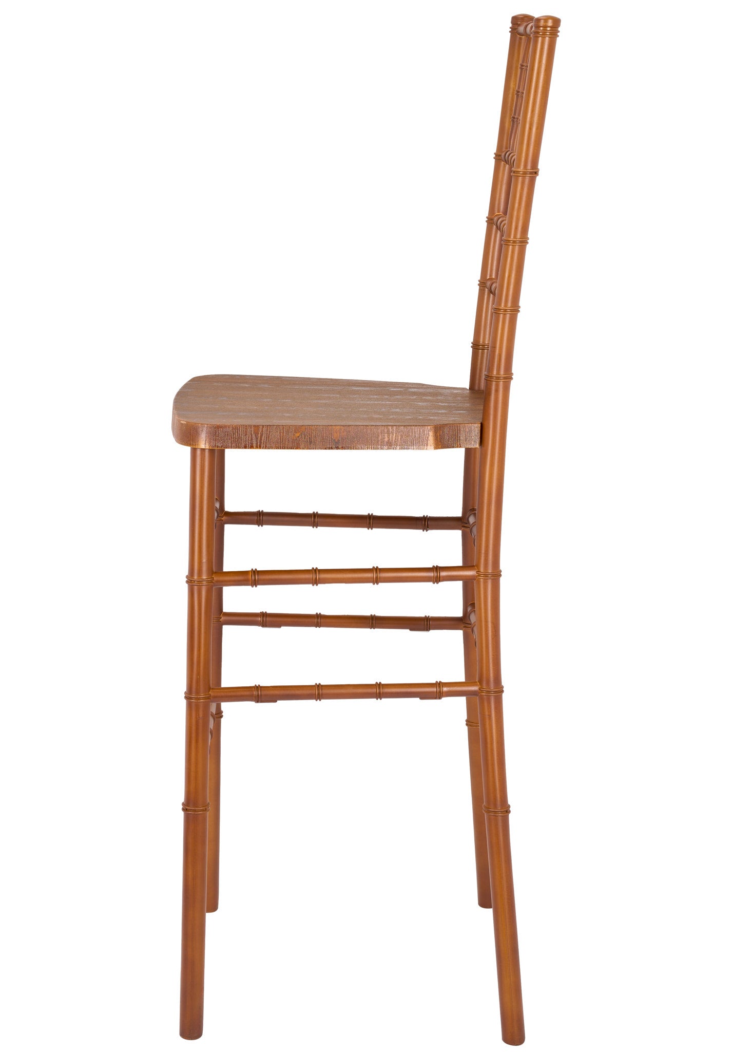 Chestnut with Brushed Wood Look Resin Steel Skeleton™ Chiavari Barstool