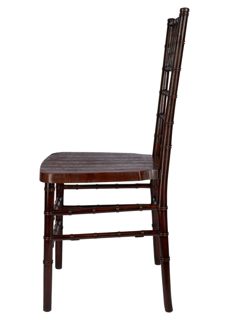 Fruitwood with Brushed WoodGrain Resin Steel Skeleton Chiavari Chair CCRFB-STEEL-AX-T