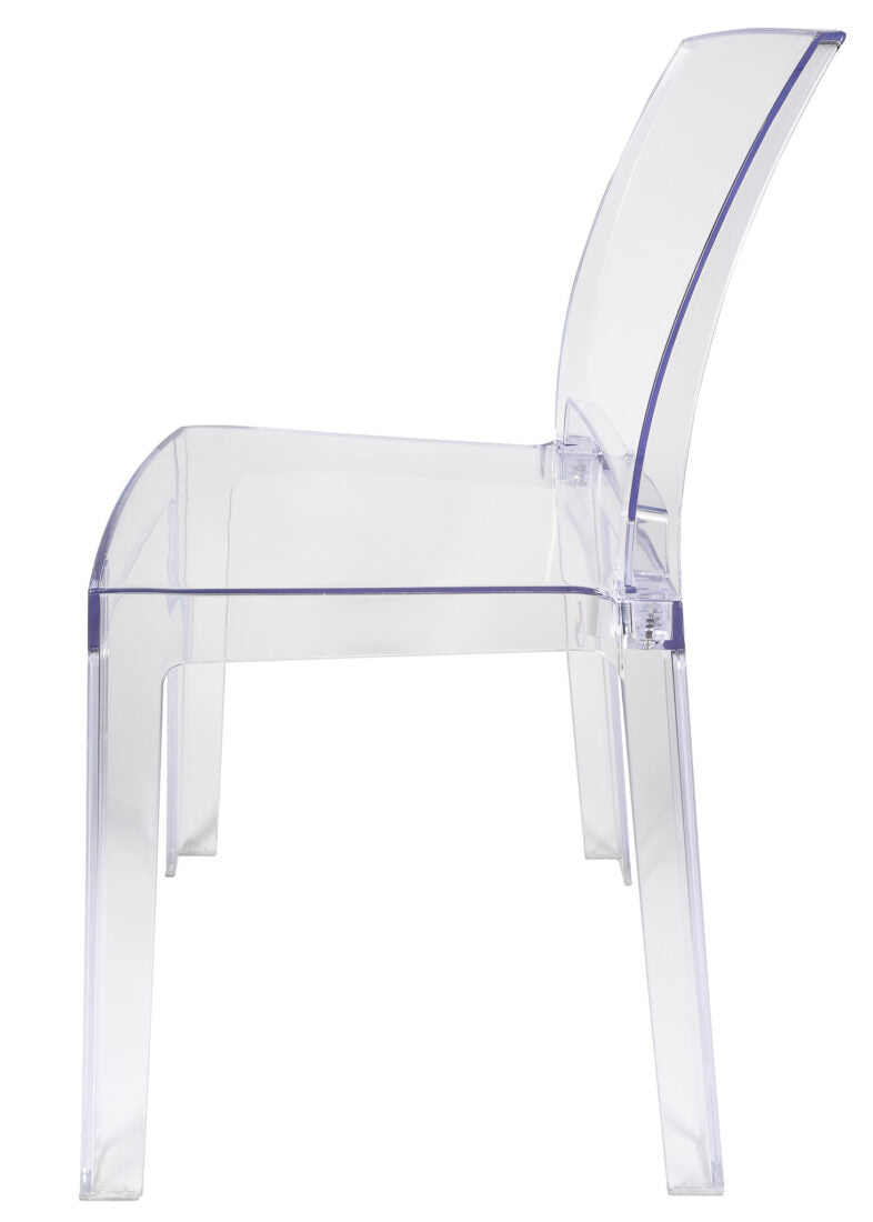 Clear Resin Square Back Ghost Chair by Chivari Left2 CGRSQ-ZG-T