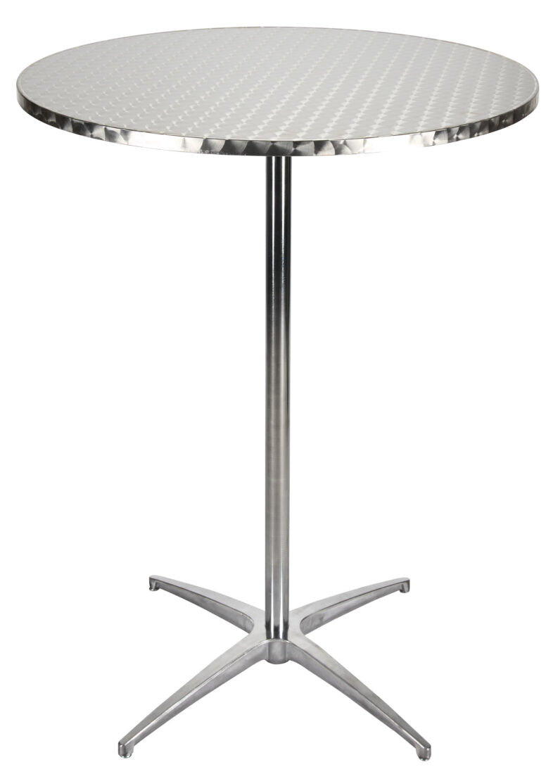 32″ Round Stainless Steel Bar Height Cocktail Table