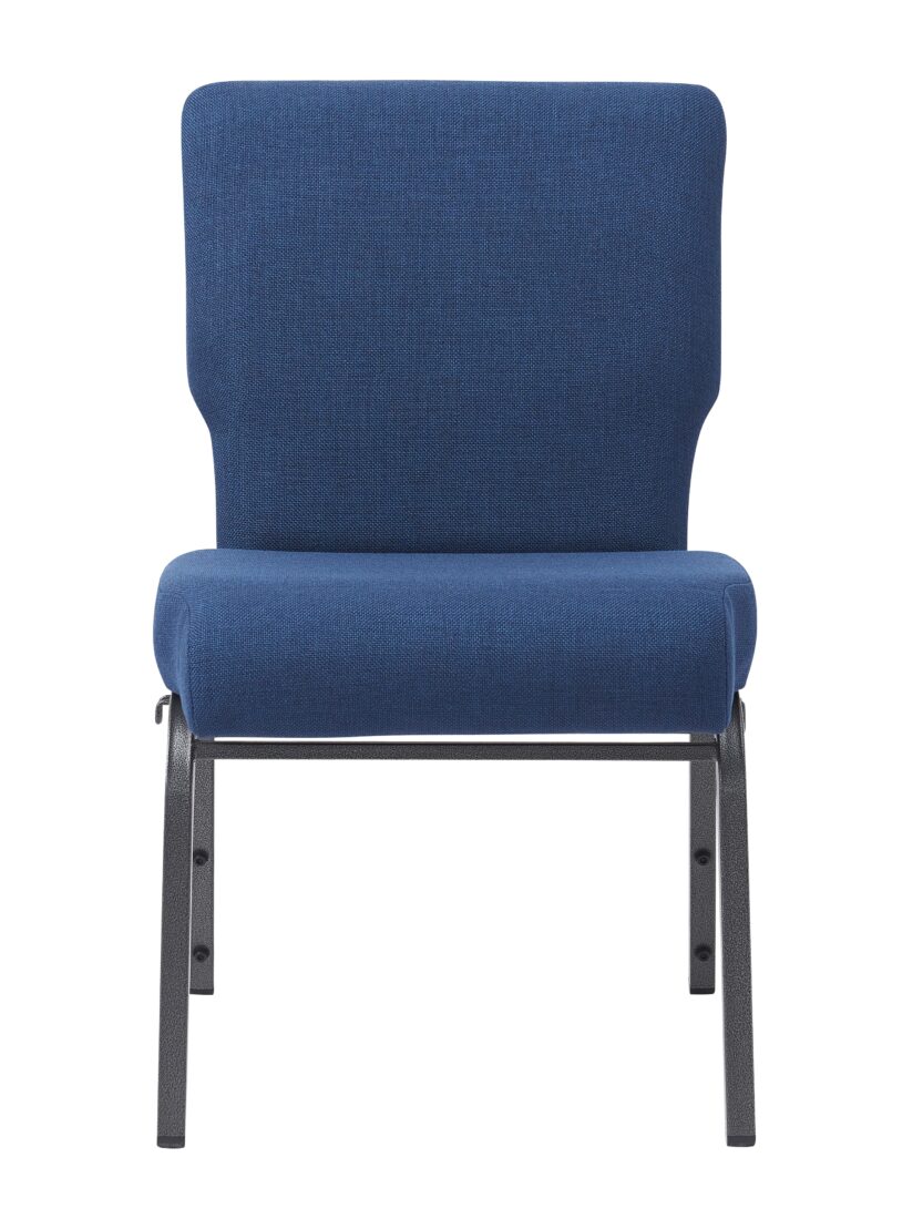 Indigo Fabric, Silver Vein Steel Frame, 20.5″ Wide Church Chair by Chivari CH20FISV-ZF-T