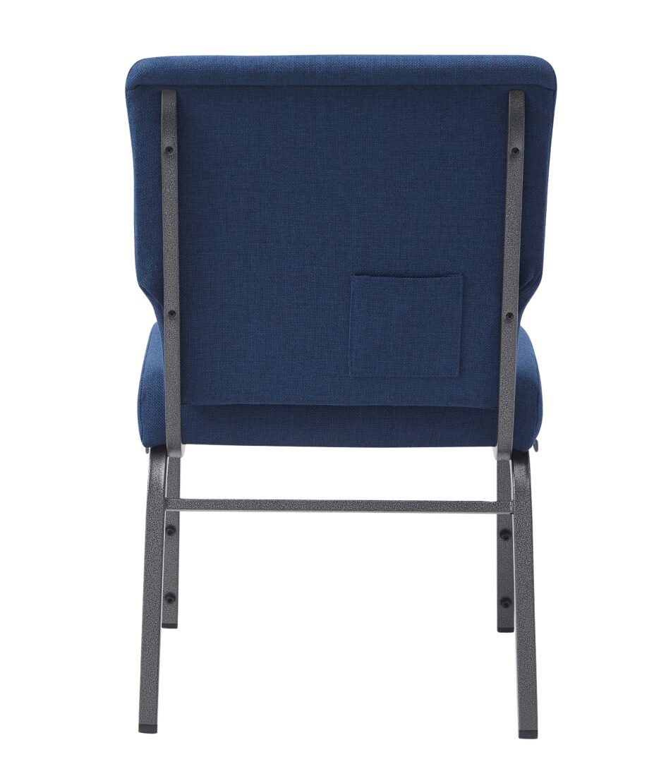 Indigo Fabric, Silver Vein Steel Frame, 20.5″ Wide Church Chair by Chivari CH20FISV-ZF-T