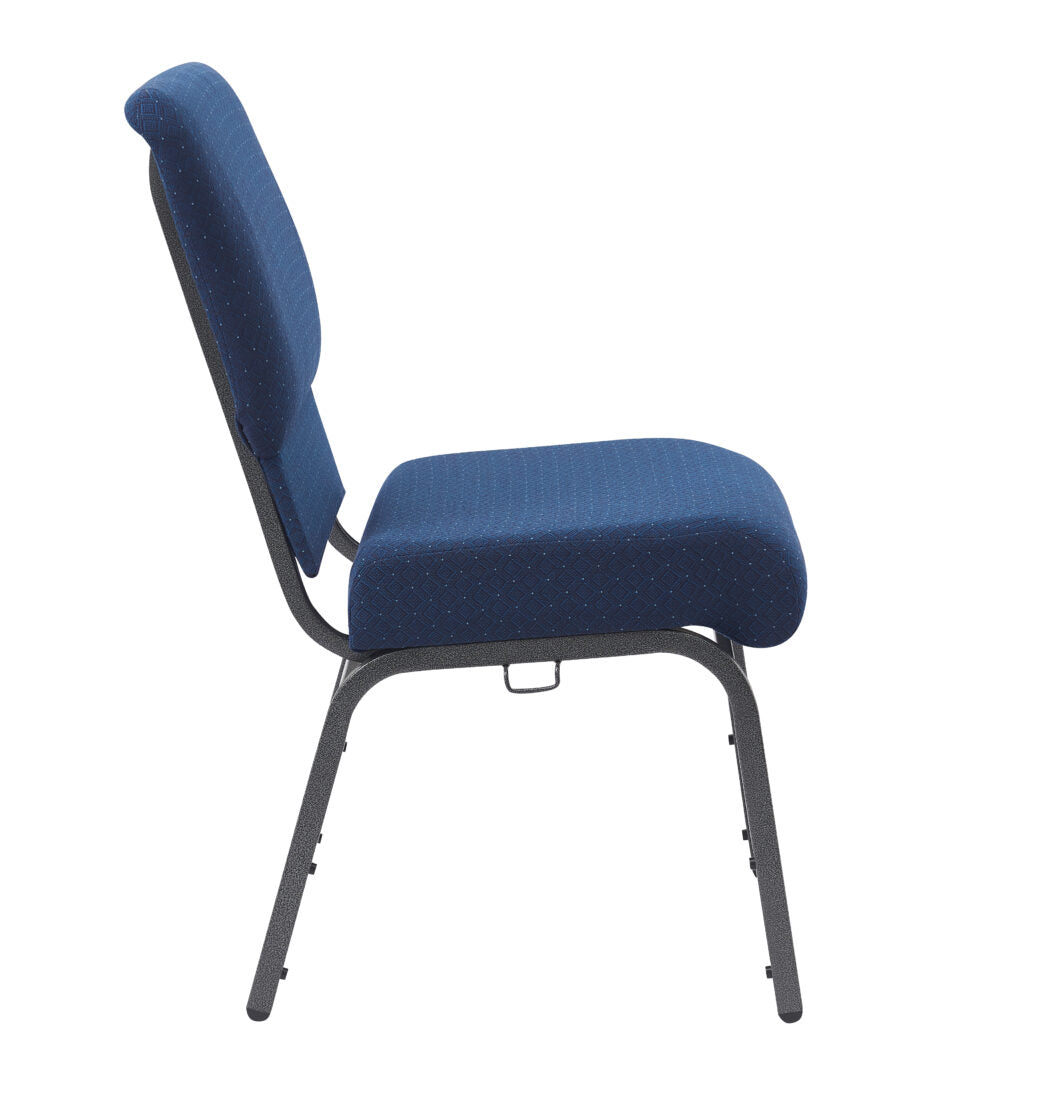 Indigo Fabric, Silver Vein Steel Frame, 20.5" Wide Church Chair by Chivari CH20IMSV-ZF-T