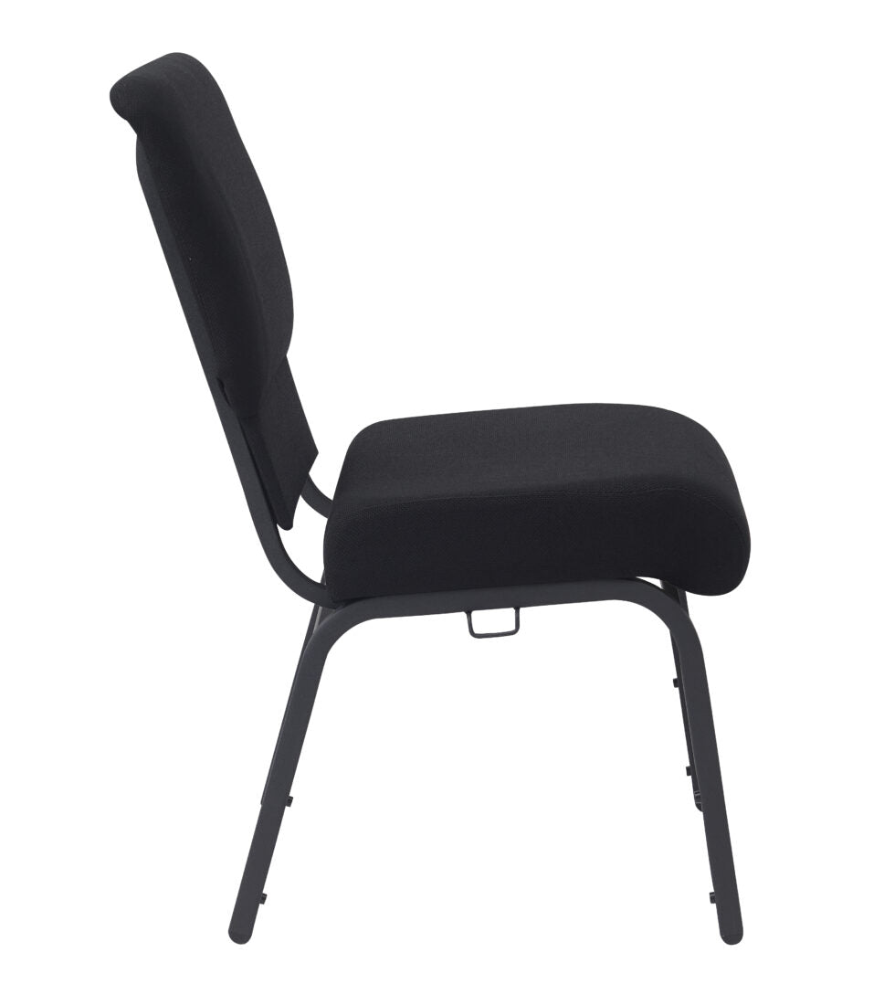 Black Fabric, Black Steel Frame, 20.5" Wide Cut Away and Back Church Chair CH20BB-ZF-T