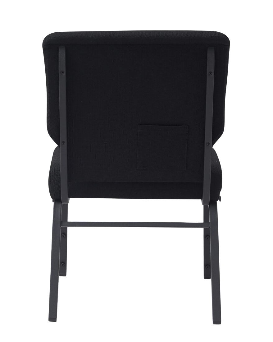 Black Fabric, Black Steel Frame, 20.5" Wide Cut Away and Back Church Chair CH20BB-ZF-T