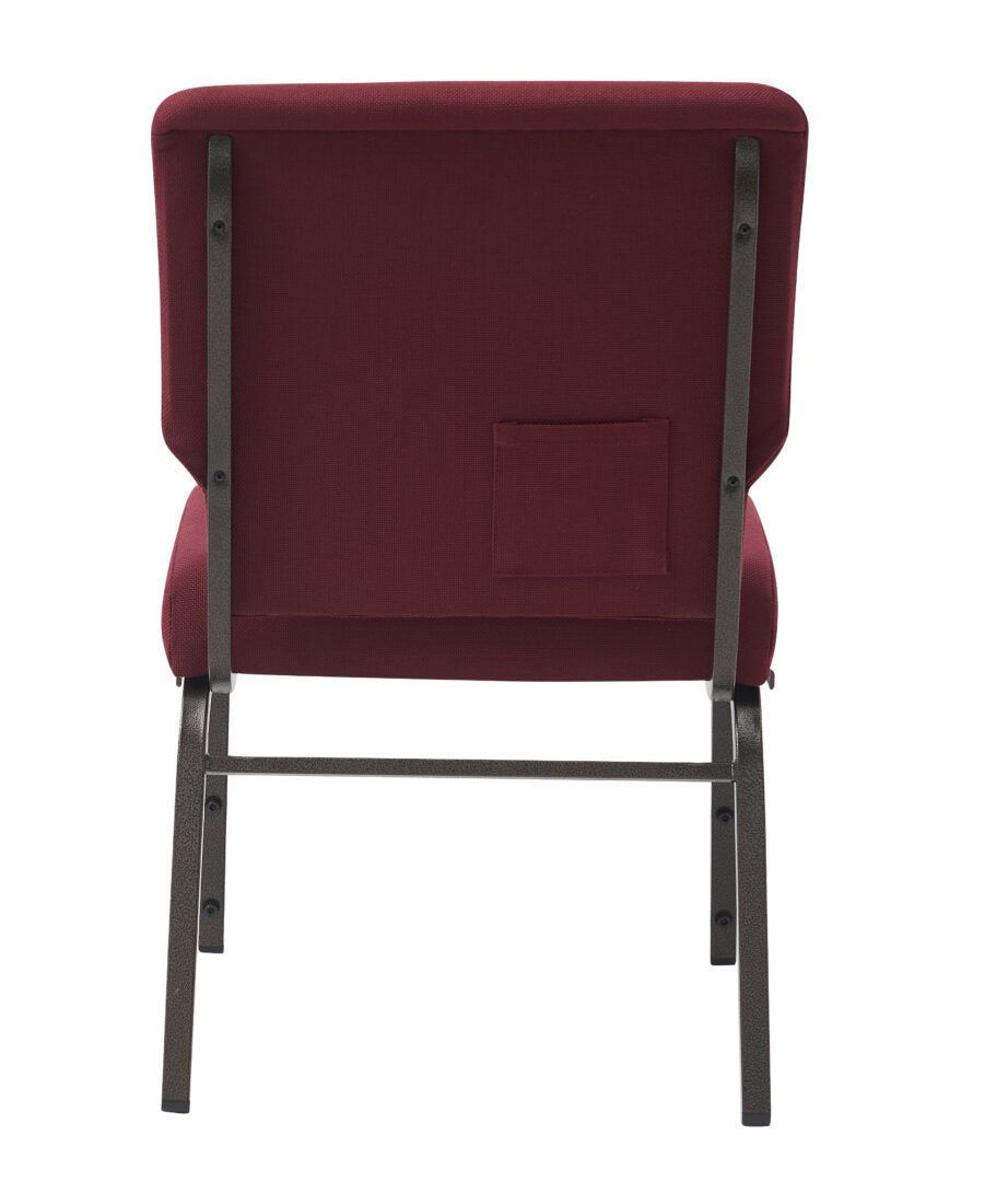 Maroon Fabric, Gold Vein Steel Frame, 20.5″ Wide Cut Away Church Chair by Chivari CH20MGV-ZF-T