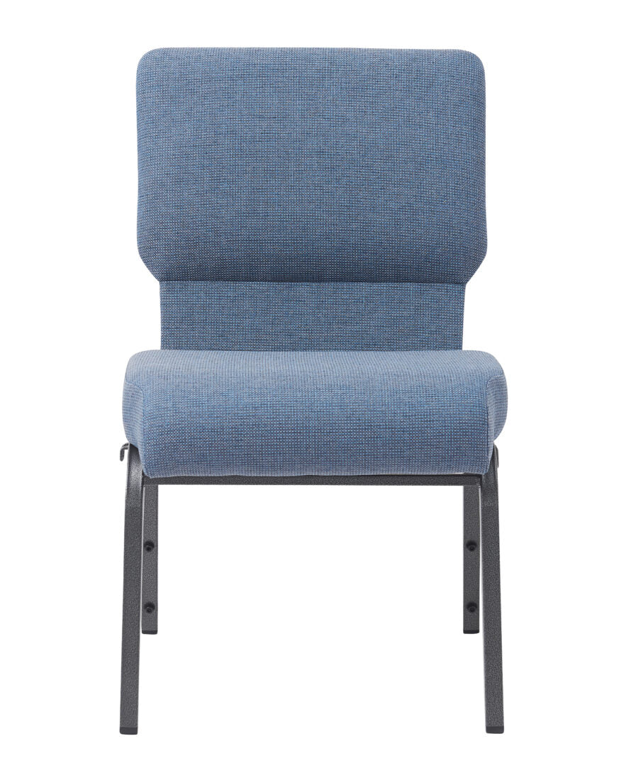 Light Blue Fabric, Silver Vein Steel Frame, 20.5″ Wide Church Chair by Chivari CH20LBLSV-ZF-T