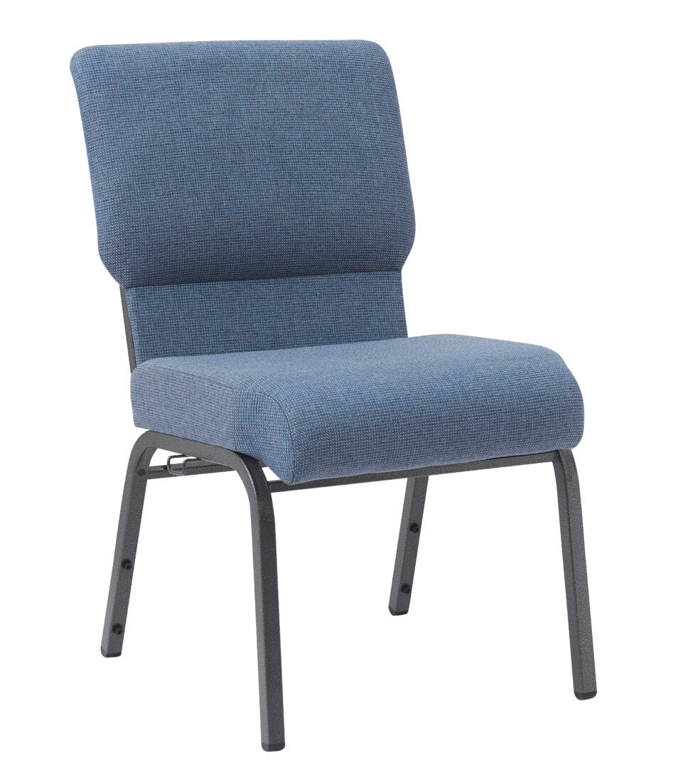 Light Blue Fabric, Silver Vein Steel Frame, 20.5″ Wide Church Chair by Chivari CH20LBLSV-ZF-T